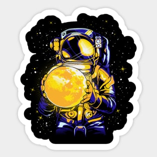 Astronaut With Glowing Moon Planet Space Sticker